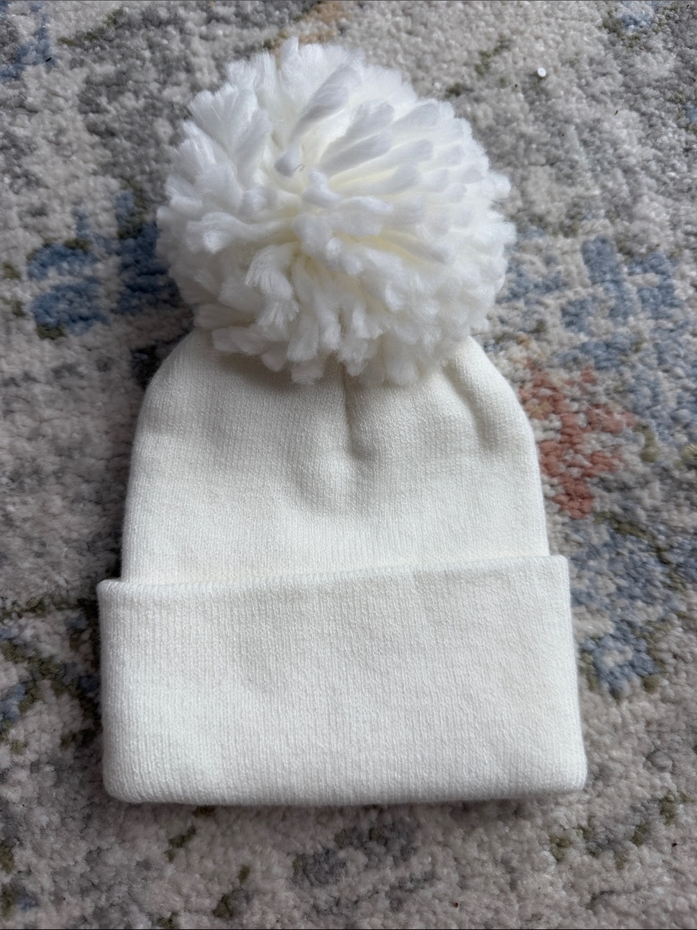 NEWBORN White Pom Pom Beanie Hat